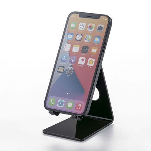 デスクトップスタンド（スマートフォン、iPhone5s・5c、各種iPhone、iPod、携帯電話等用・ブラック） サンワサプライ