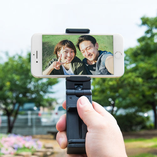 スマホホルダー(スマホスタンド・クランプ・折りたたみ・コンパクト・自撮り棒) PDA-STN30BK サンワサプライ