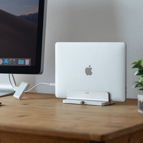 ノートパソコンスタンド(アルミ・縦置き・収納・最大幅30mm)