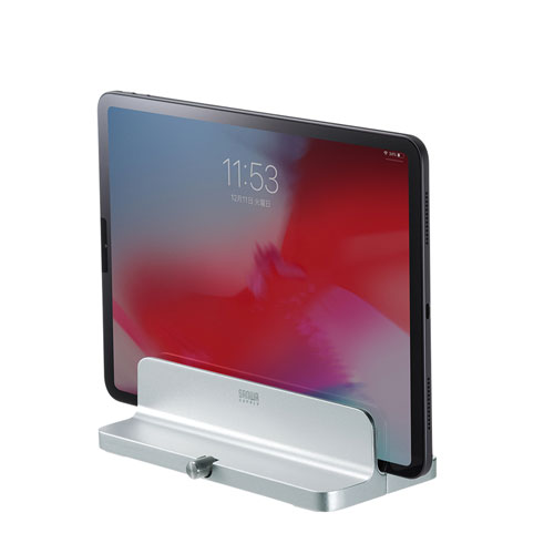 ノートパソコンスタンド(アルミ・縦置き・収納・最大幅30mm)