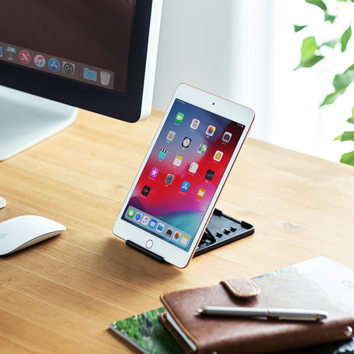 スマートフォン・タブレットスタンド（折りたたみ・薄型・軽量・持ちはこび） PDA-STN33BK