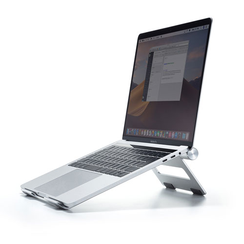 アルミスタンド（ノートパソコン用・無段階調節・平置きタイプ・持ちはこび・薄型）