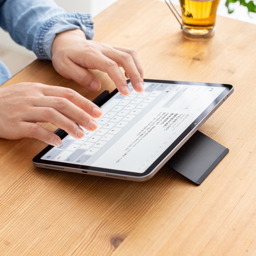 折りたたみ式 タブレットスタンド（アルミ製・無段階・角度調整・iPad・ゲーム機・モバイルモニター・持ち運び）