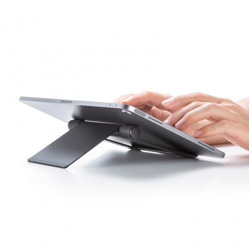 折りたたみ式 タブレットスタンド（アルミ製・無段階・角度調整・iPad・ゲーム機・モバイルモニター・持ち運び）