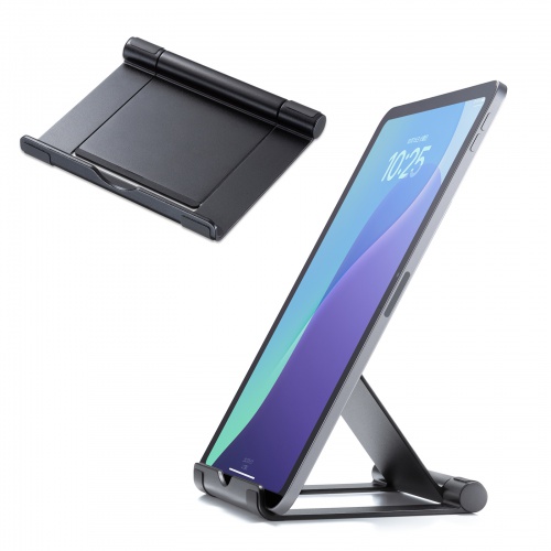 折りたたみ式 タブレットスタンド（アルミ製・無段階・角度調整・iPad・ゲーム機・モバイルモニター・持ち運び）