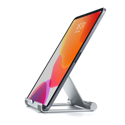 アルミスタンド（タブレット用・折りたたみ可能・持ちはこび・シルバー）PDA-STN35S