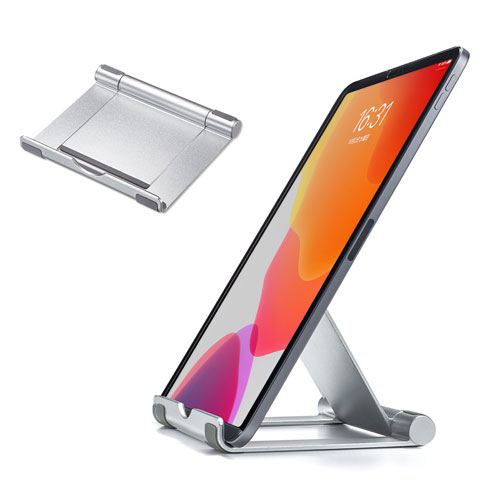 アルミスタンド（タブレット用・折りたたみ可能・持ちはこび・シルバー）PDA-STN35S