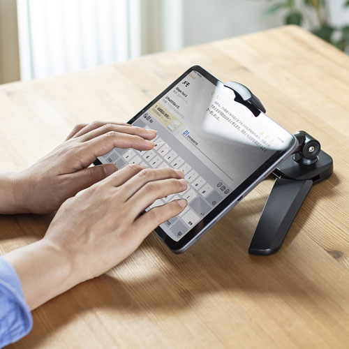 タブレットスタンド（スマートフォンスタンド・360°回転・オンライン・ブラック）