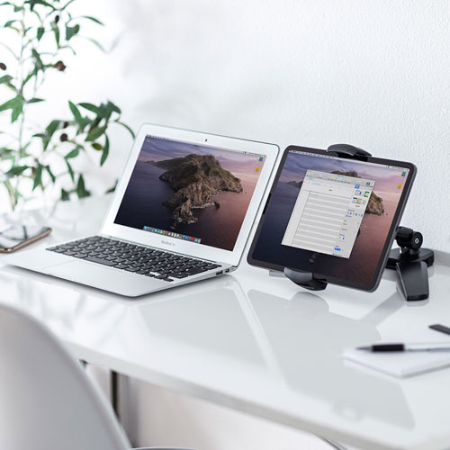 タブレットスタンド（スマートフォンスタンド・360°回転・オンライン・ブラック）