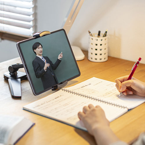 タブレットスタンド（スマートフォンスタンド・360°回転・オンライン・ブラック）