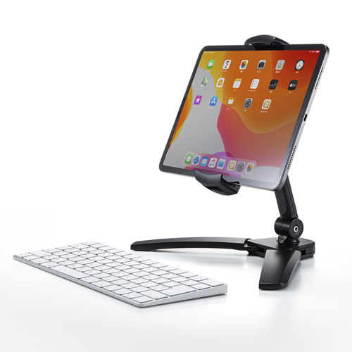 タブレットスタンド（スマートフォンスタンド・360°回転・オンライン・ブラック）