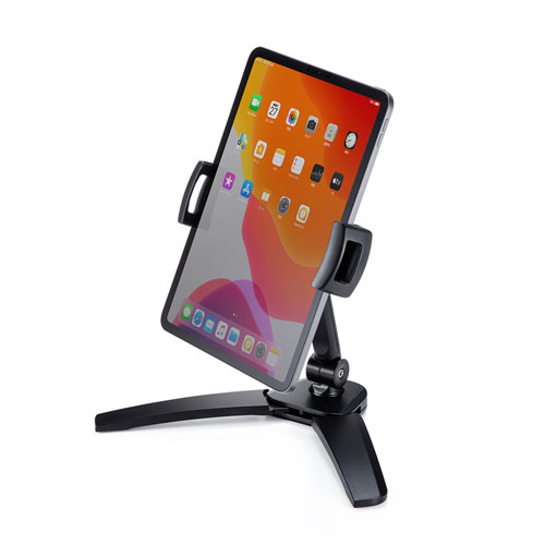 タブレットスタンド（スマートフォンスタンド・360°回転・オンライン・ブラック）
