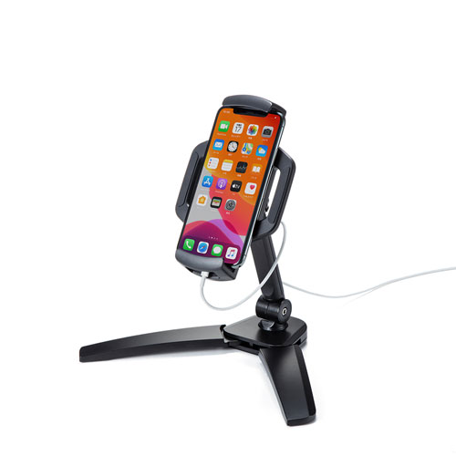 タブレットスタンド（スマートフォンスタンド・360°回転・オンライン・ブラック）