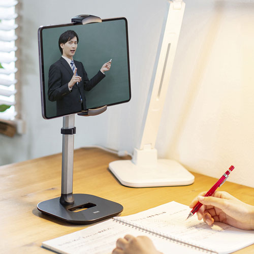 タブレット用スタンド（伸縮・高さ角度調節可能・テレワーク・オンライン会議・オンライン授業）