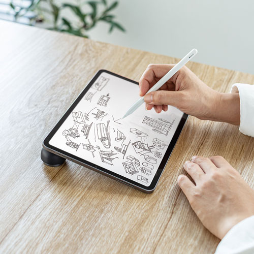 ノートパソコンスタンド（平置き・タブレット対応・コンパクトタイプ・軽量・ブラック）