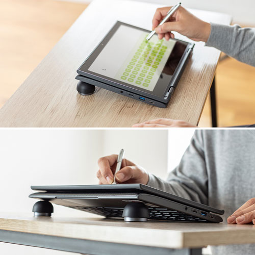 ノートパソコンスタンド（平置き・タブレット対応・コンパクトタイプ・軽量・ブラック）