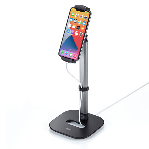 アームスタンド（スマートフォン用・伸縮・高さ調節タイプ・高さ0～158㎜・角度調節）