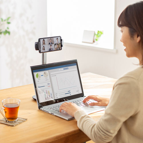 アームスタンド（スマートフォン用・伸縮・高さ調節タイプ・高さ0～158㎜・角度調節）