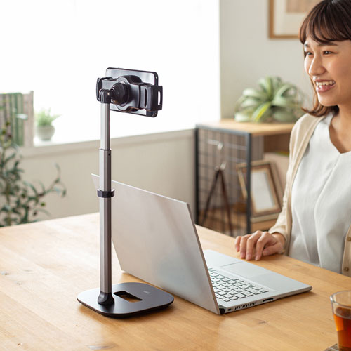 アームスタンド（スマートフォン用・伸縮・高さ調節タイプ・高さ0～158㎜・角度調節）