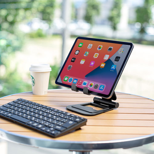 タブレット用アルミスタンド（角度・高さ調整タイプ）PDA-STN52BK