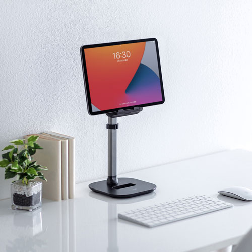タブレット用伸縮アームスタンド（置き型・高さ調節タイプ） PDA-STN59BK サンワサプライ