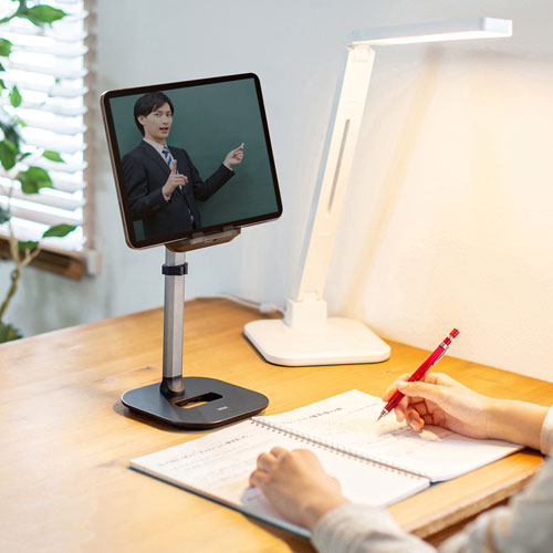 タブレット用伸縮アームスタンド（置き型・高さ調節タイプ） PDA-STN59BK サンワサプライ