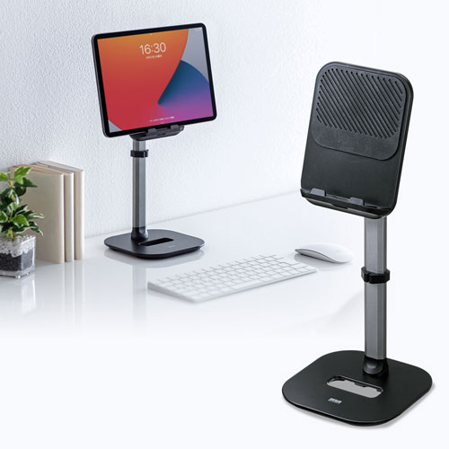 タブレット用伸縮アームスタンド（置き型・高さ調節タイプ） PDA-STN59BK サンワサプライ
