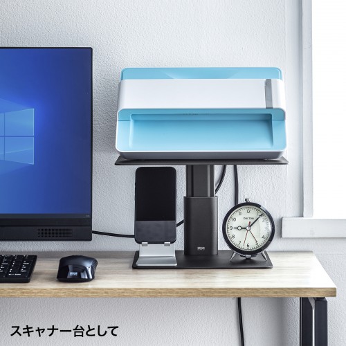 卓上スタンド（高さ調整・1本支柱タイプ・スチール製・耐荷重10kg）PDA-STN66BK