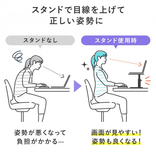 卓上スタンド（高さ調整・1本支柱タイプ・スチール製・耐荷重10kg）PDA-STN66BK
