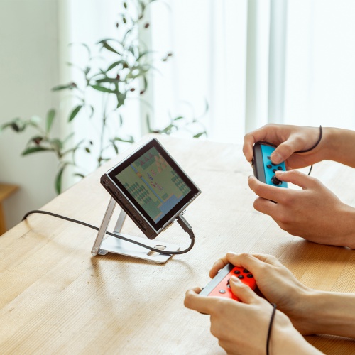 モバイルスタンド（折りたたみ式・超薄型9mm・アルミ製・冷却・無段階角度調整・持ち運び・タブレット・スマホスタンド・シルバー）