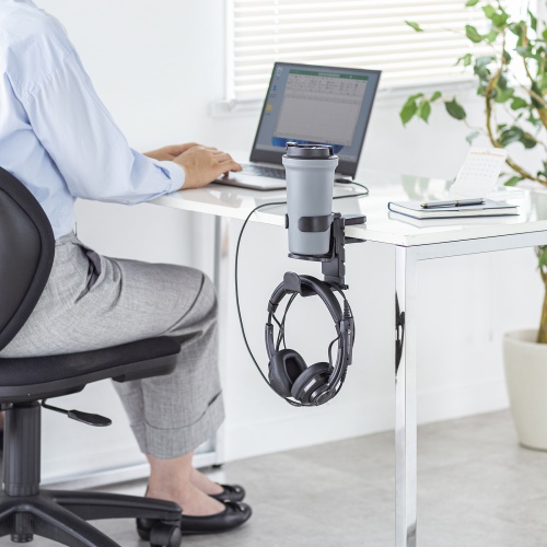 ヘッドホンホルダー（クランプ式・ドリンクホルダー・カップホルダー・机・PCデスク） PDA-STN71BK サンワサプライ