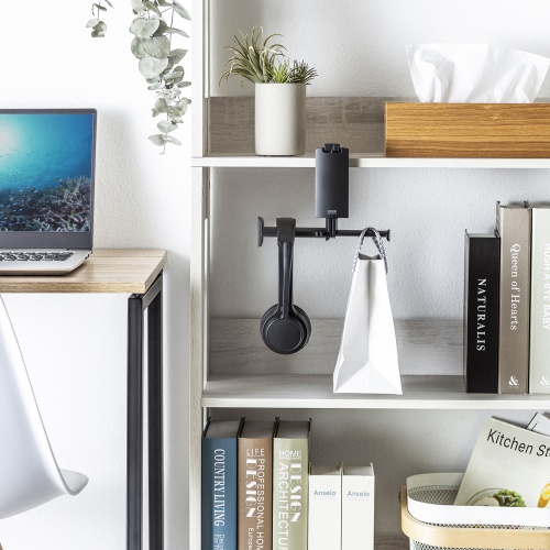 ヘッドホンフック（クランプ固定式・ケーブルフック付き・ヘッドホンハンガー・ヘッドホンスタンド・360°回転・ヘッドホン2台対応・机・PCデスク）