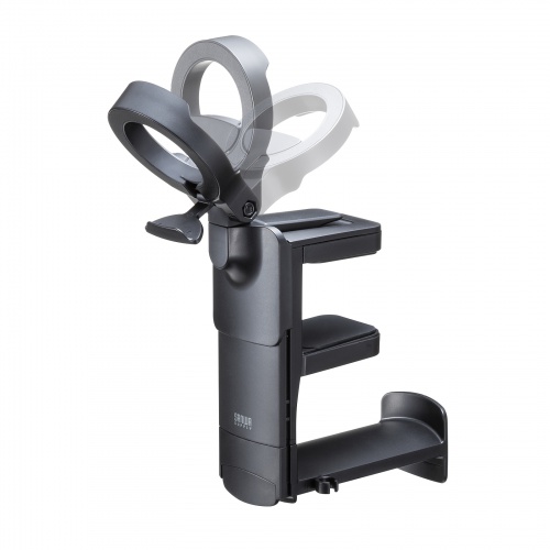 マグネットホルダー付きヘッドホンフック（クランプ固定式・クランプホルダー・ケーブルフック付き・ヘッドホンハンガー・ヘッドホンスタンド・360°回転・ヘッドホン2台対応・机・PCデスク）