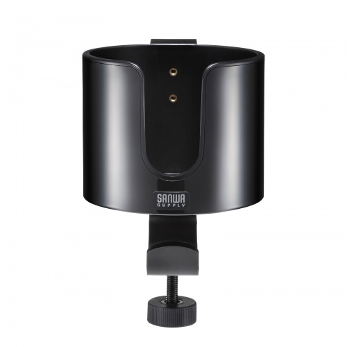 ドリンクホルダー付きバッグハンガー（クランプ固定式・マグカップ対応・カップホルダー・ヘッドホンホルダー・金属製ハンガー・360°回転・机・PCデスク）