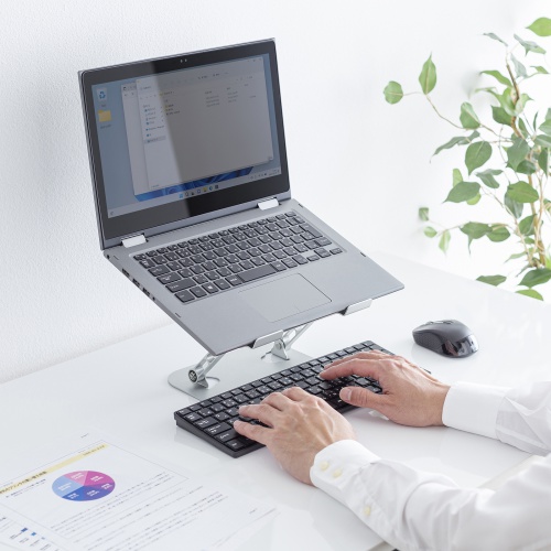 ノートパソコンスタンド（角度・高さ無段階調整タイプ・折りたたみ可能・スチール製・マグネット製品対応）PDA-STN78S