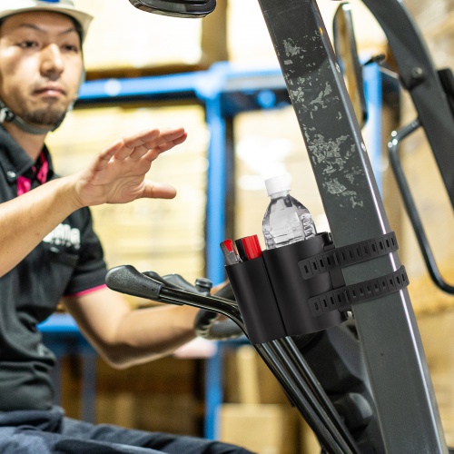 産業用ドリンクホルダー（小物ホルダー・シリコンラバー巻き付け固定・カップホルダー・フォークリフト・特殊車両）