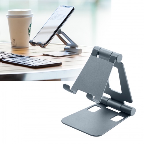 スマホスタンド（折りたたみ式・アルミ製・無段階・角度調整・2関節・スマートフォンスタンド）