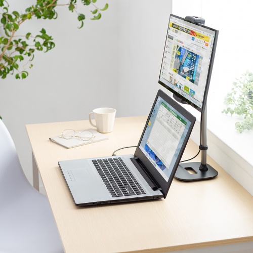 モバイルモニタースタンド（据え置き・17.3インチ・16インチ・15.8インチ・15.6インチ・360°回転・伸縮アーム・モバイルディスプレイ・iPad・タブレット）