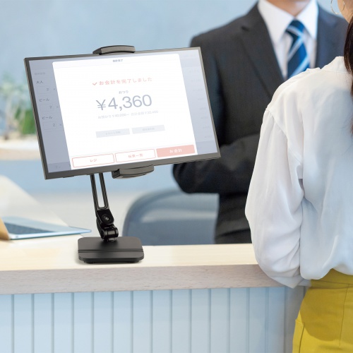 モバイルモニタースタンド 据え置き 17.3インチ 16インチ 15.8インチ 15.6インチ 360°回転 3関節アーム 高さ・角度調整 モバイルディスプレイ iPad タブレット