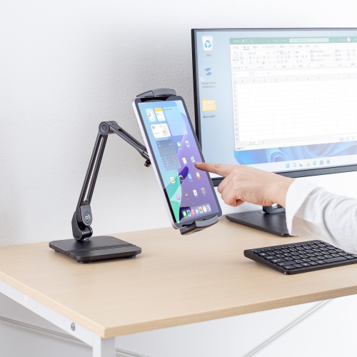 モバイルモニタースタンド 据え置き 17.3インチ 16インチ 15.8インチ 15.6インチ 360°回転 3関節アーム 高さ・角度調整 モバイルディスプレイ iPad タブレット