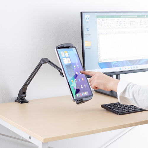モバイルモニタースタンド（クランプ・17.3インチ・16インチ・15.8インチ・15.6インチ・360°回転・3関節アーム・高さ/角度調整・モバイルディスプレイ・iPad・タブレット）
