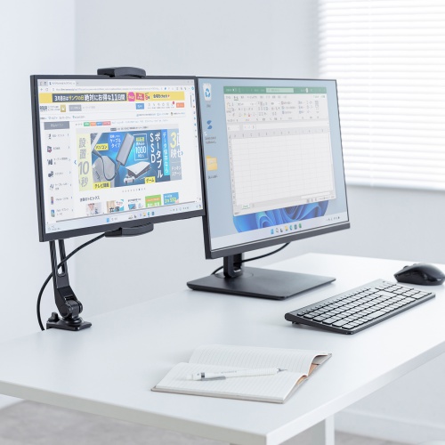 モバイルモニタースタンド（クランプ・17.3インチ・16インチ・15.8インチ・15.6インチ・360°回転・3関節アーム・高さ/角度調整・モバイルディスプレイ・iPad・タブレット）