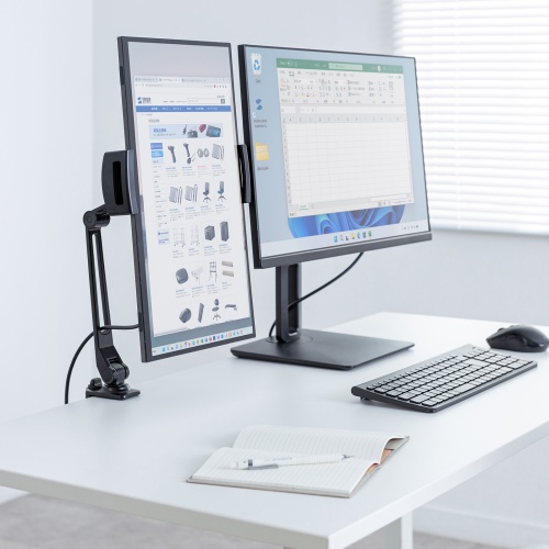 モバイルモニタースタンド（クランプ・17.3インチ・16インチ・15.8インチ・15.6インチ・360°回転・3関節アーム・高さ/角度調整・モバイルディスプレイ・iPad・タブレット）