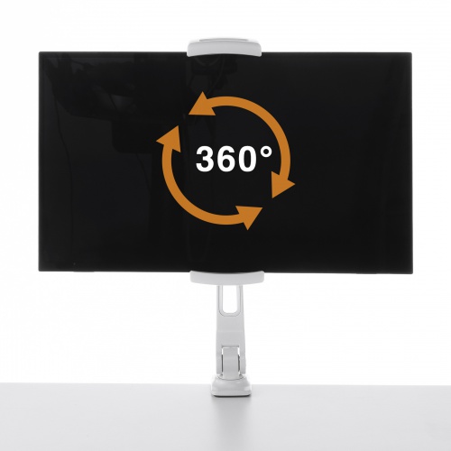 モバイルモニタースタンド（クランプ式・17.3インチ・15.8インチ・15.6インチ・360度回転・伸縮アーム・モバイルディスプレイ・iPad・タブレット・ホワイト）