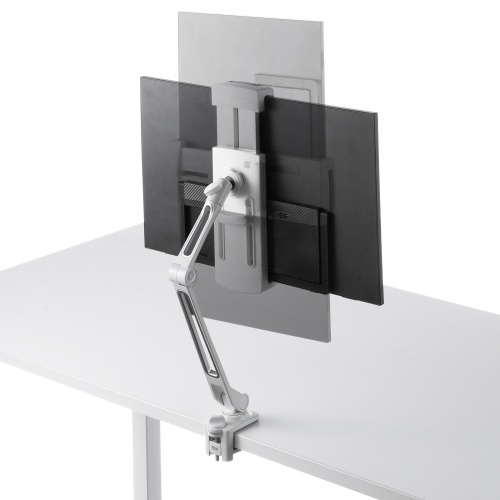 モバイルモニタースタンド（クランプ式・17.3インチ・15.8インチ・15.6インチ・360度回転・伸縮アーム・モバイルディスプレイ・iPad・タブレット・ホワイト）