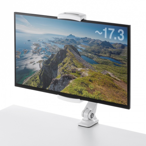モバイルモニタースタンド（クランプ式・17.3インチ・15.8インチ・15.6インチ・360度回転・伸縮アーム・モバイルディスプレイ・iPad・タブレット・ホワイト）