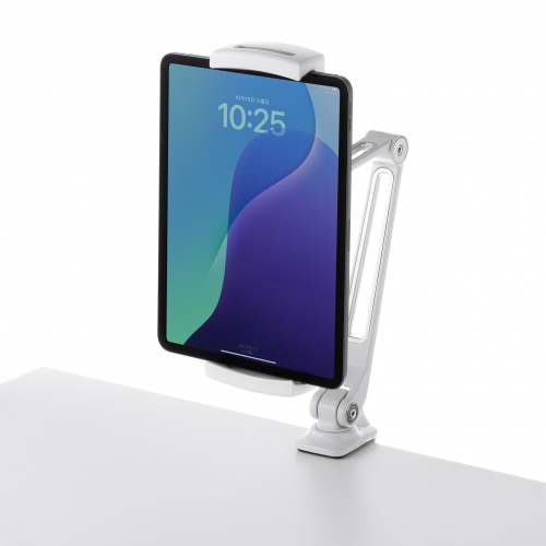 モバイルモニタースタンド（クランプ式・17.3インチ・15.8インチ・15.6インチ・360度回転・伸縮アーム・モバイルディスプレイ・iPad・タブレット・ホワイト）