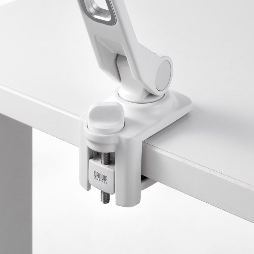 モバイルモニタースタンド（クランプ式・17.3インチ・15.8インチ・15.6インチ・360度回転・伸縮アーム・モバイルディスプレイ・iPad・タブレット・ホワイト）