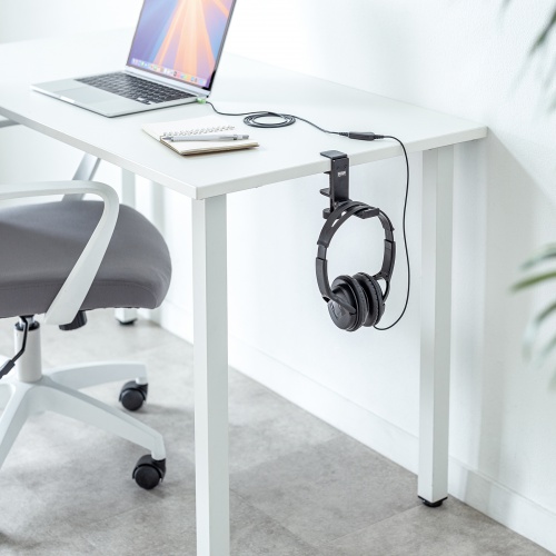 折りたたみ式バッグハンガー（クランプ固定・金属製ハンガー・ヘッドホンホルダー・ヘッドホンスタンド・ヘッドホンフック・机・PCデスク）