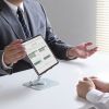タブレットスタンド（アルミ製・360度回転・アーム式・折りたたみ・放熱・姿勢改善・リビング学習・傾斜台・腰痛/猫背解消・レジ）